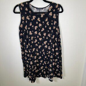 Brandy Melville Black Floral A Line Swing Dress